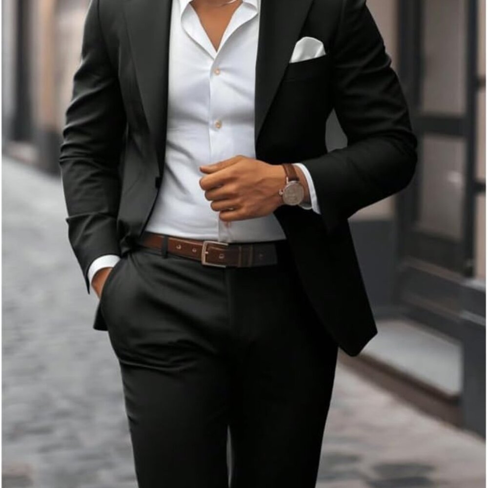 Men's 2 Piece Suit Slim Fit Suits for Men Two Button Blazer Formal Business Jack - Picture 7 of 7